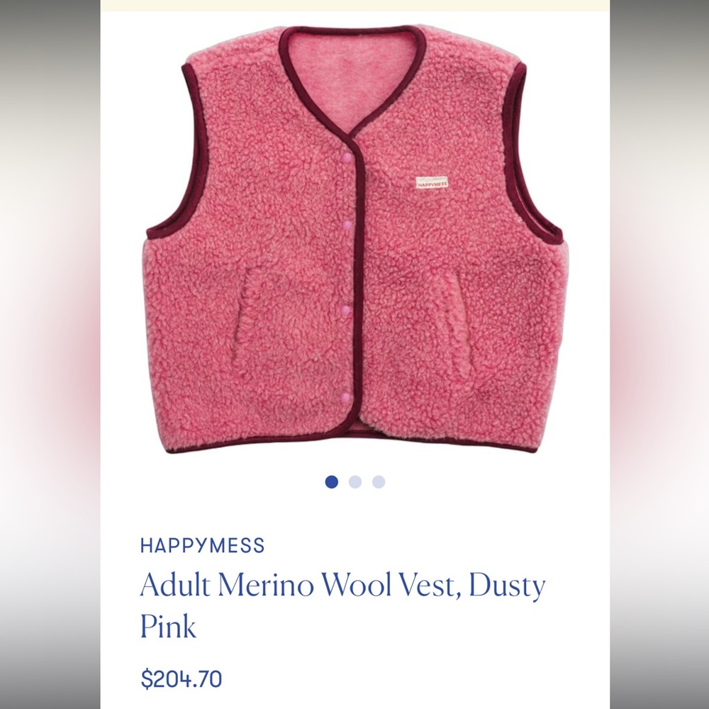 Happymess Pink wool Fleece Vest